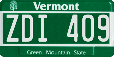 VT license plate ZDI409