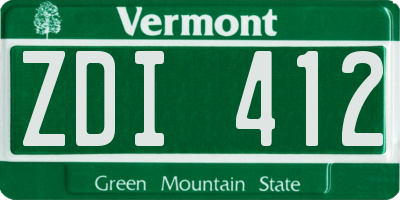 VT license plate ZDI412
