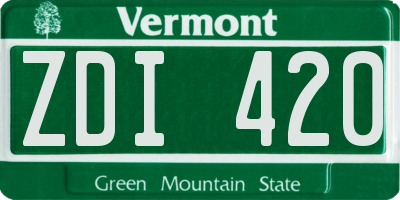 VT license plate ZDI420