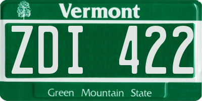 VT license plate ZDI422