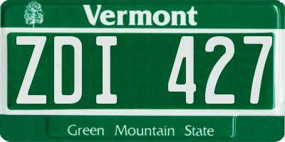 VT license plate ZDI427