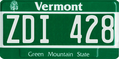 VT license plate ZDI428
