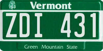 VT license plate ZDI431