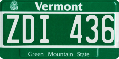 VT license plate ZDI436