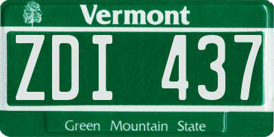 VT license plate ZDI437