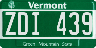 VT license plate ZDI439