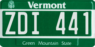 VT license plate ZDI441