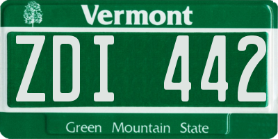 VT license plate ZDI442