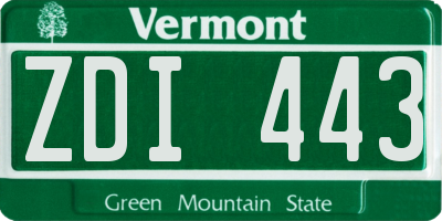 VT license plate ZDI443