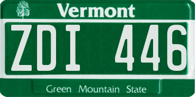 VT license plate ZDI446