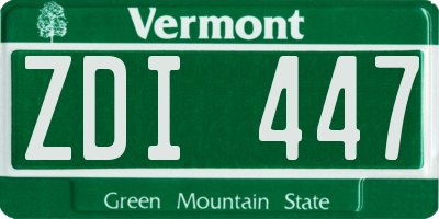 VT license plate ZDI447