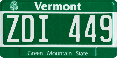 VT license plate ZDI449