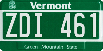 VT license plate ZDI461