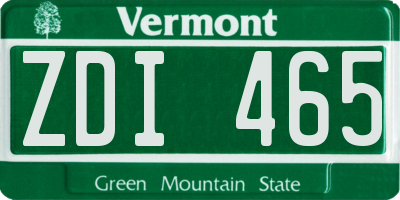 VT license plate ZDI465