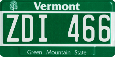 VT license plate ZDI466