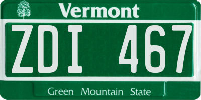 VT license plate ZDI467