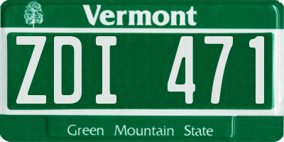 VT license plate ZDI471