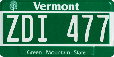 VT license plate ZDI477