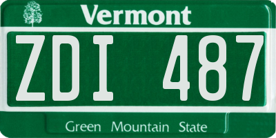 VT license plate ZDI487