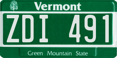 VT license plate ZDI491