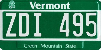 VT license plate ZDI495
