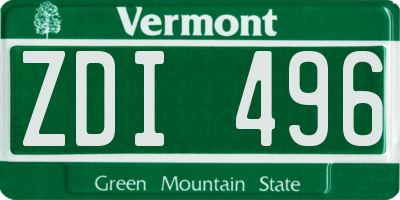 VT license plate ZDI496