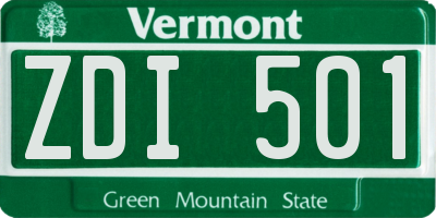 VT license plate ZDI501