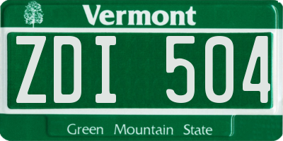 VT license plate ZDI504