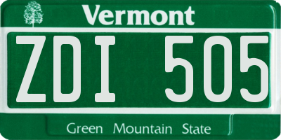 VT license plate ZDI505