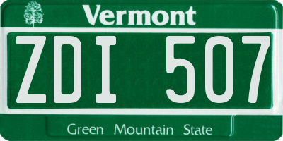 VT license plate ZDI507