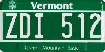 VT license plate ZDI512