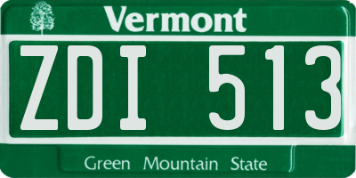 VT license plate ZDI513