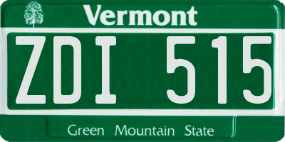 VT license plate ZDI515