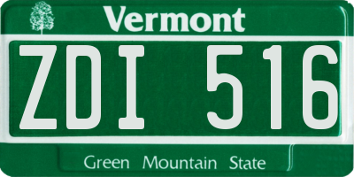 VT license plate ZDI516