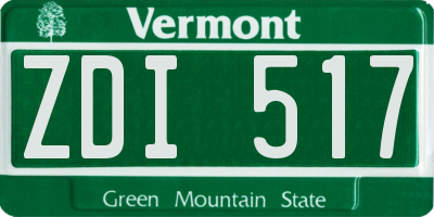 VT license plate ZDI517