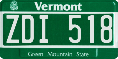 VT license plate ZDI518
