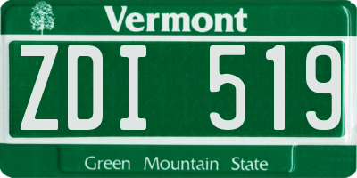 VT license plate ZDI519