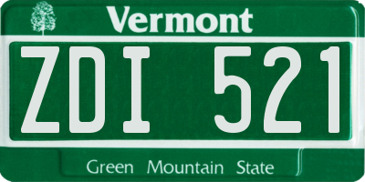 VT license plate ZDI521