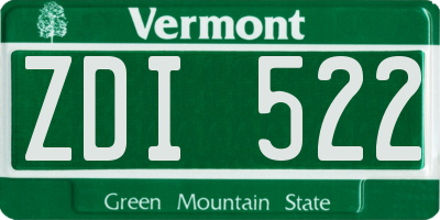VT license plate ZDI522