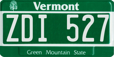 VT license plate ZDI527