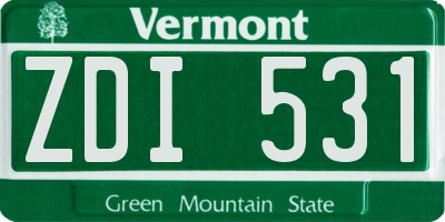 VT license plate ZDI531