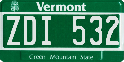 VT license plate ZDI532