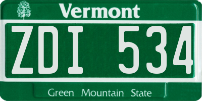 VT license plate ZDI534
