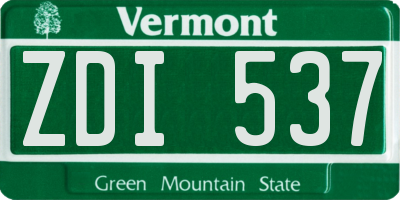 VT license plate ZDI537