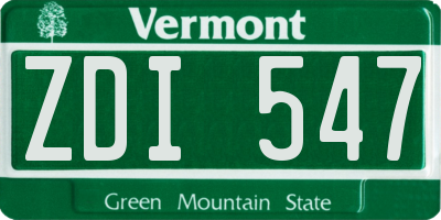 VT license plate ZDI547