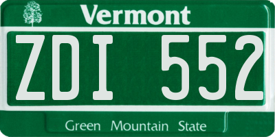 VT license plate ZDI552