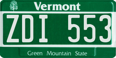 VT license plate ZDI553