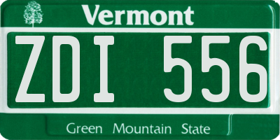 VT license plate ZDI556