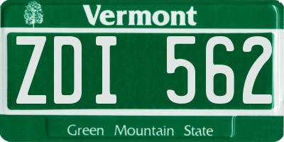 VT license plate ZDI562
