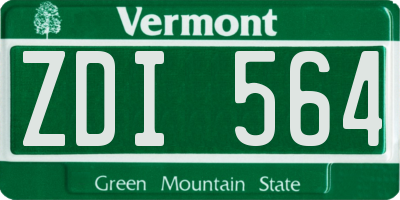 VT license plate ZDI564